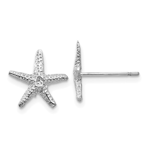 14k White Gold Starfish Post Earrings - Picture 1 of 4